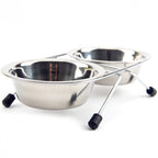 Ciotola Doppia Mangiatoia Per Animali Ciotole In Acciaio Scodelle Cani Gatti | L